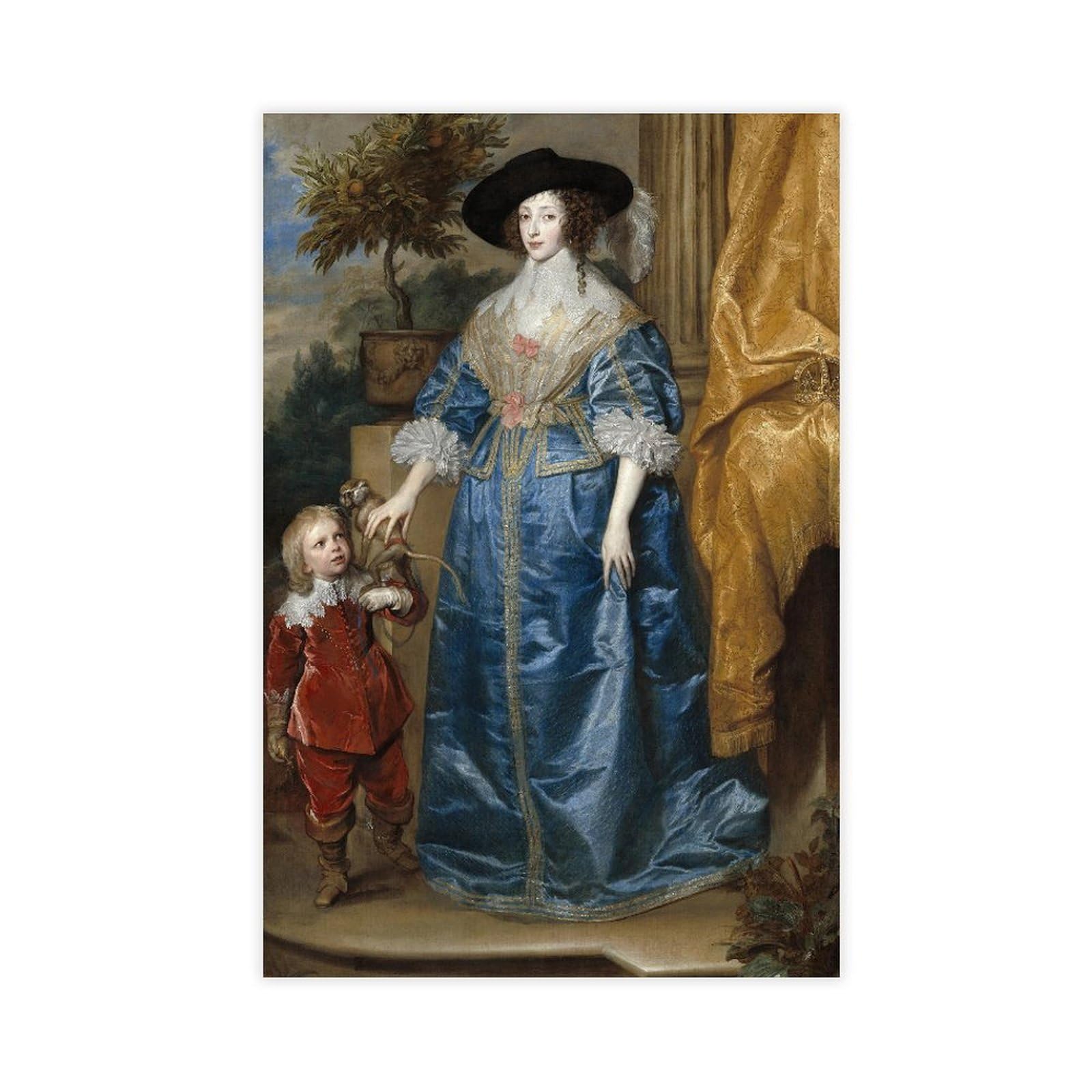 JFECTH Queen Henrietta Maria with Sir Jeffrey Hudson Canvas Poster for Office Decor Gift