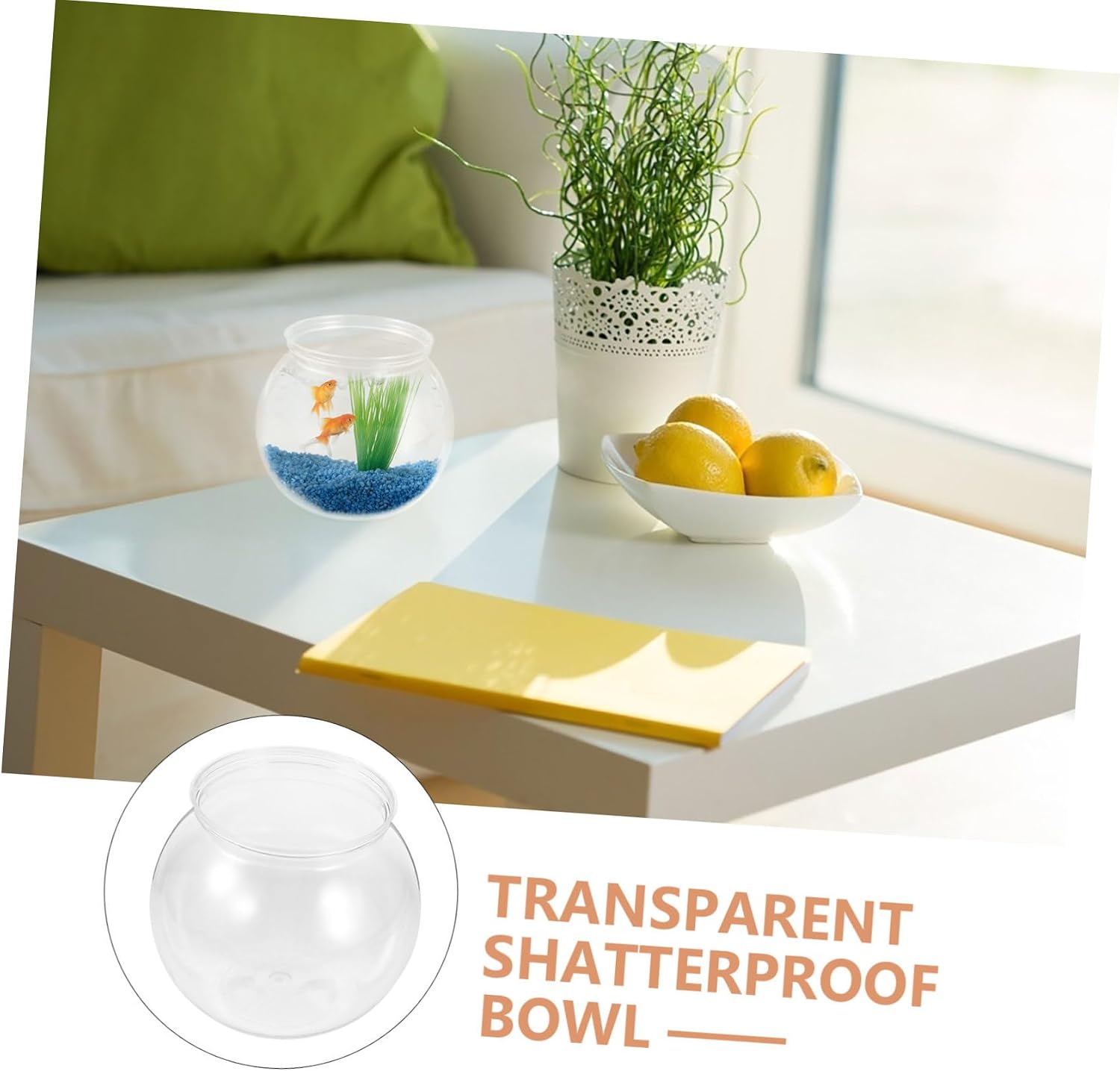 POPETPOP Plastic Fish Bowl Durable Transparent Storage Bowls for Candy Party Favors Centerpieces Reusable Aquarium Decor for Home Office and Events