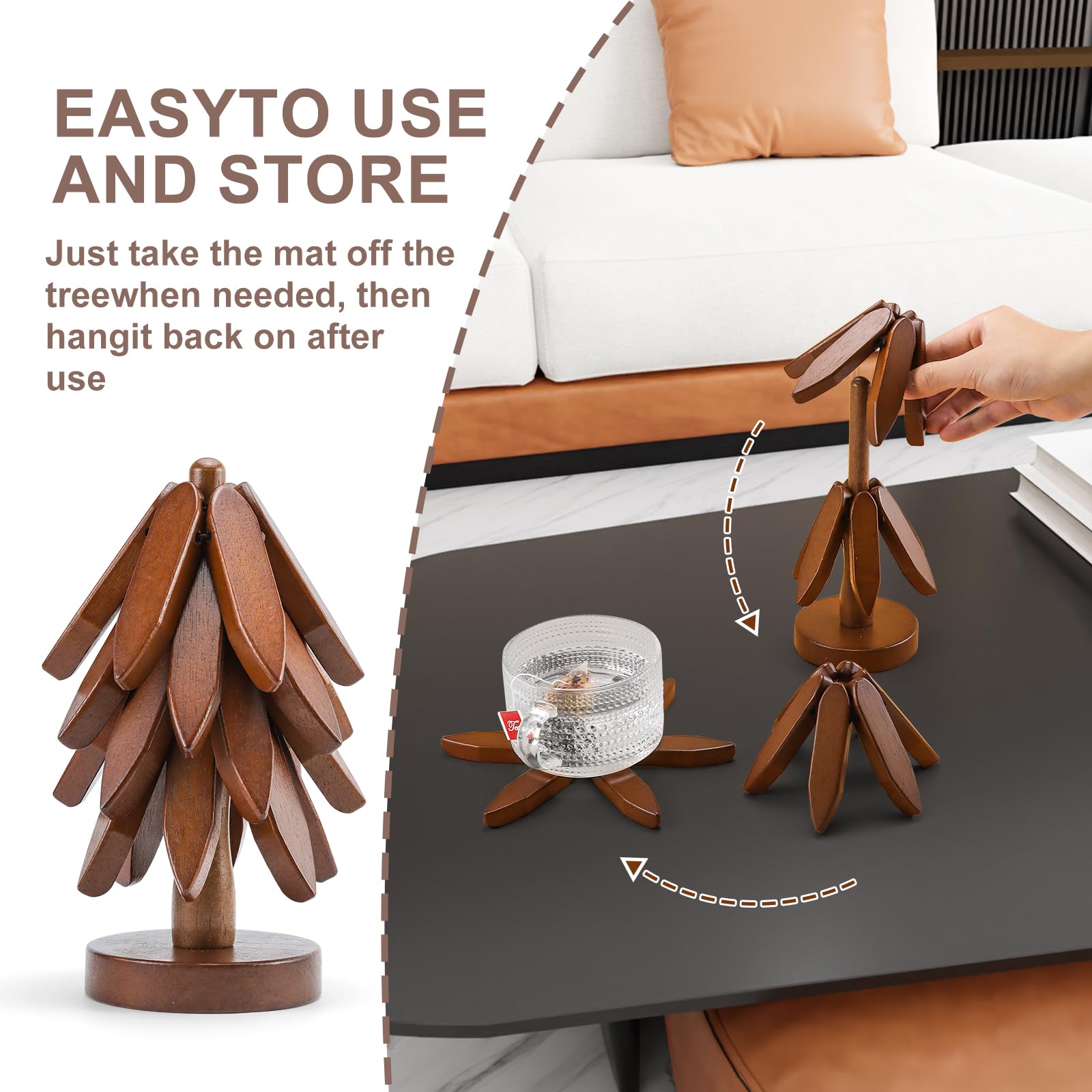 Dessous De Plat De Cuisine En Bois, Dessous De Plat Pliable En Forme D'arbre Pour Casseroles Et Poêles Chaudes Bouilloires Théière Marmites, Décoration Pour Maison Noël (B 3 étages