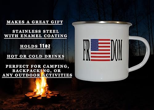 Miniatura 3 de Rogue River Tactical Taza de café esmaltada con bandera de la libertad de los Estados Unidos, regalo para veterano militar o patriótico americano