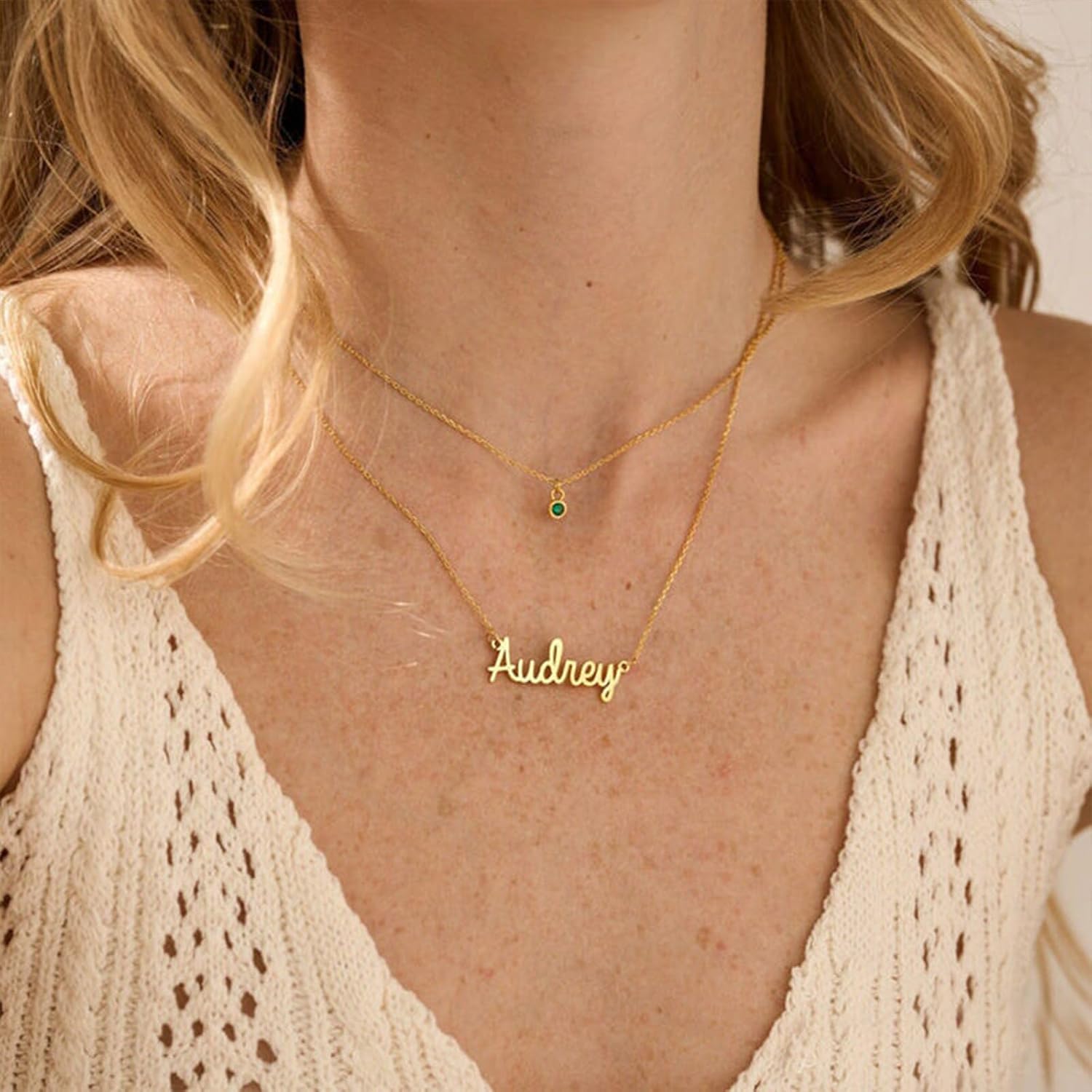 Drawelry Custom Name Necklace Personalized 18K Gold Plated Nameplate Pendant Customized Infinity Name Necklace Christmas Birthday Jewelry Gift for Women Girl Mother Friends