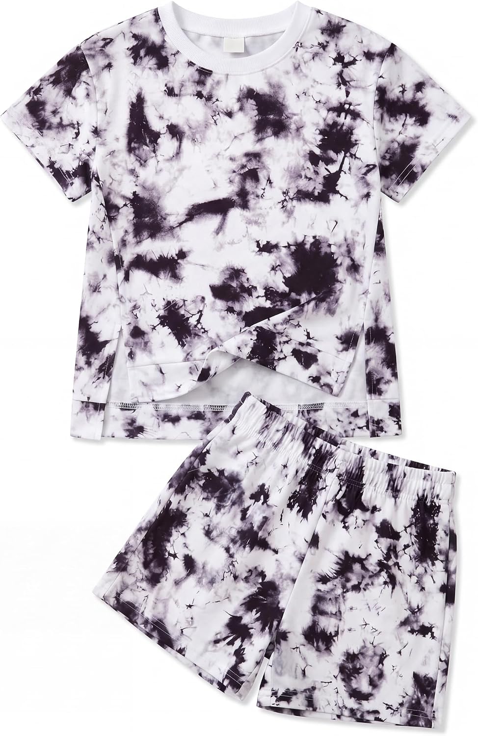 Arshiner Girls 2 Piece Outfit Summer Short Sleeve Loose Fit T-Shirt and Shorts Set Casual Activewear High-Low Hem Sweatshirt