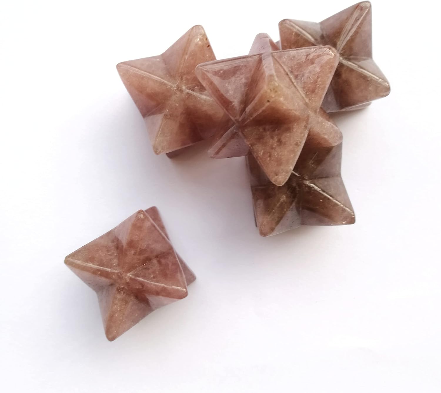 Manekieko Natural Strawberry Quartz Merkaba Crystal Protection Sacred Meditation Energy Healing Chakra,25mm Hexagonal Star Crystals and Healing Stone - Image 3