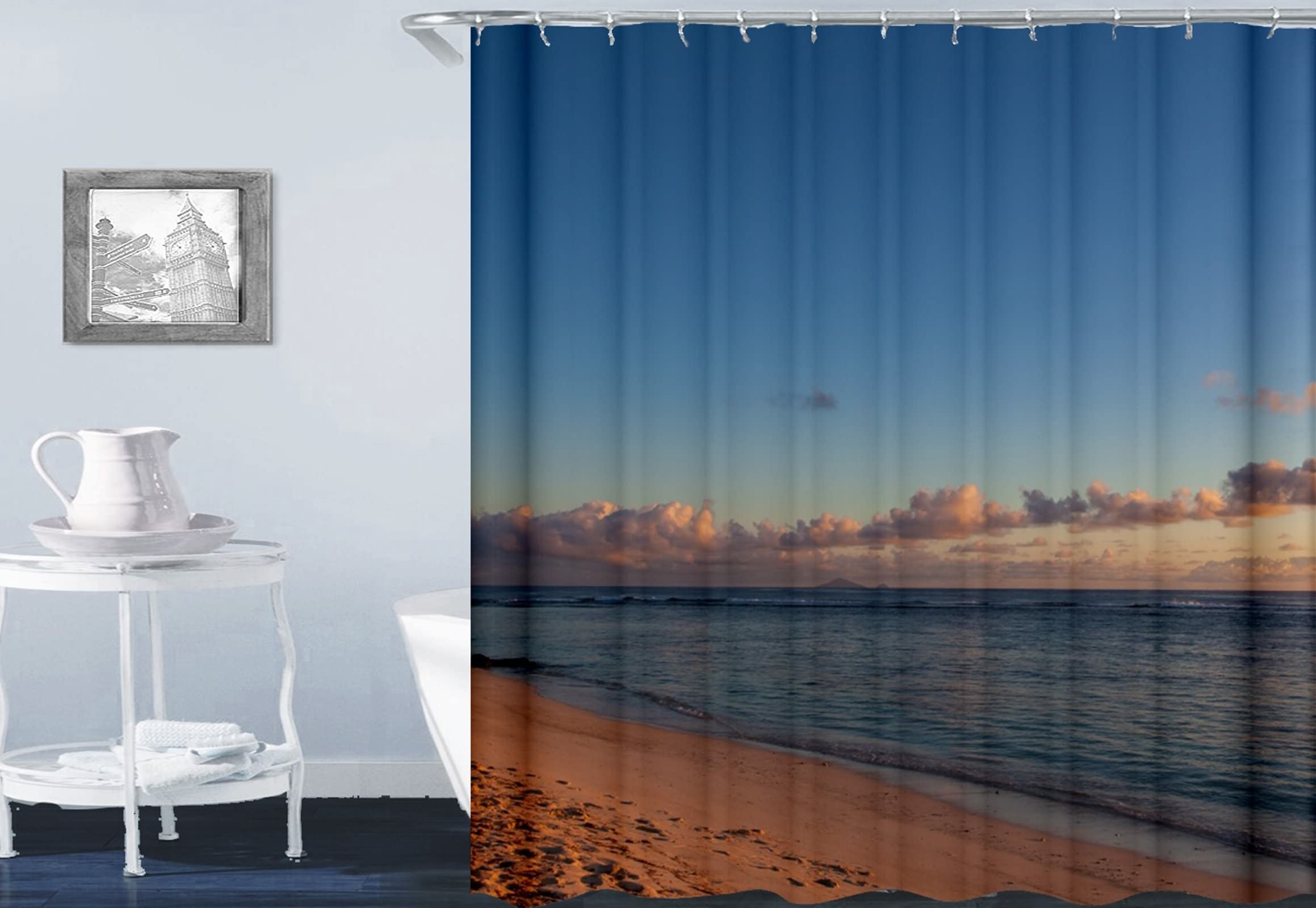 Rideau de douche polyester KnSam pour créer une ambiance plage à la maison