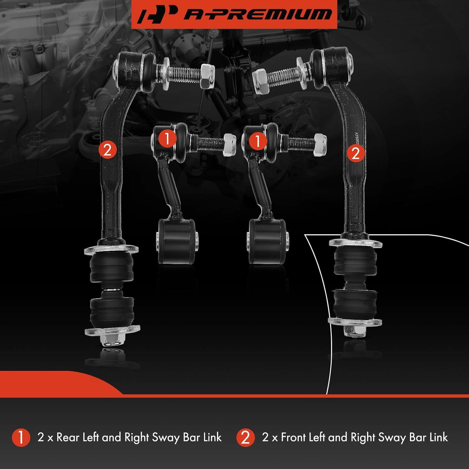 A-Premium Set of 4, Front & Rear Sway Bar Links Kit Stabilizer Bar Links, Compatible with Dodge Durango 2004-2009, Chrysler Aspen 2007-2009