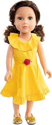 Miniatura 1 de Little Adventures Twirl - Vestido de muñeca de princesa (belleza amarilla), muñeca no incluida, lavable a máquina, ropa de muñeca para jugar y