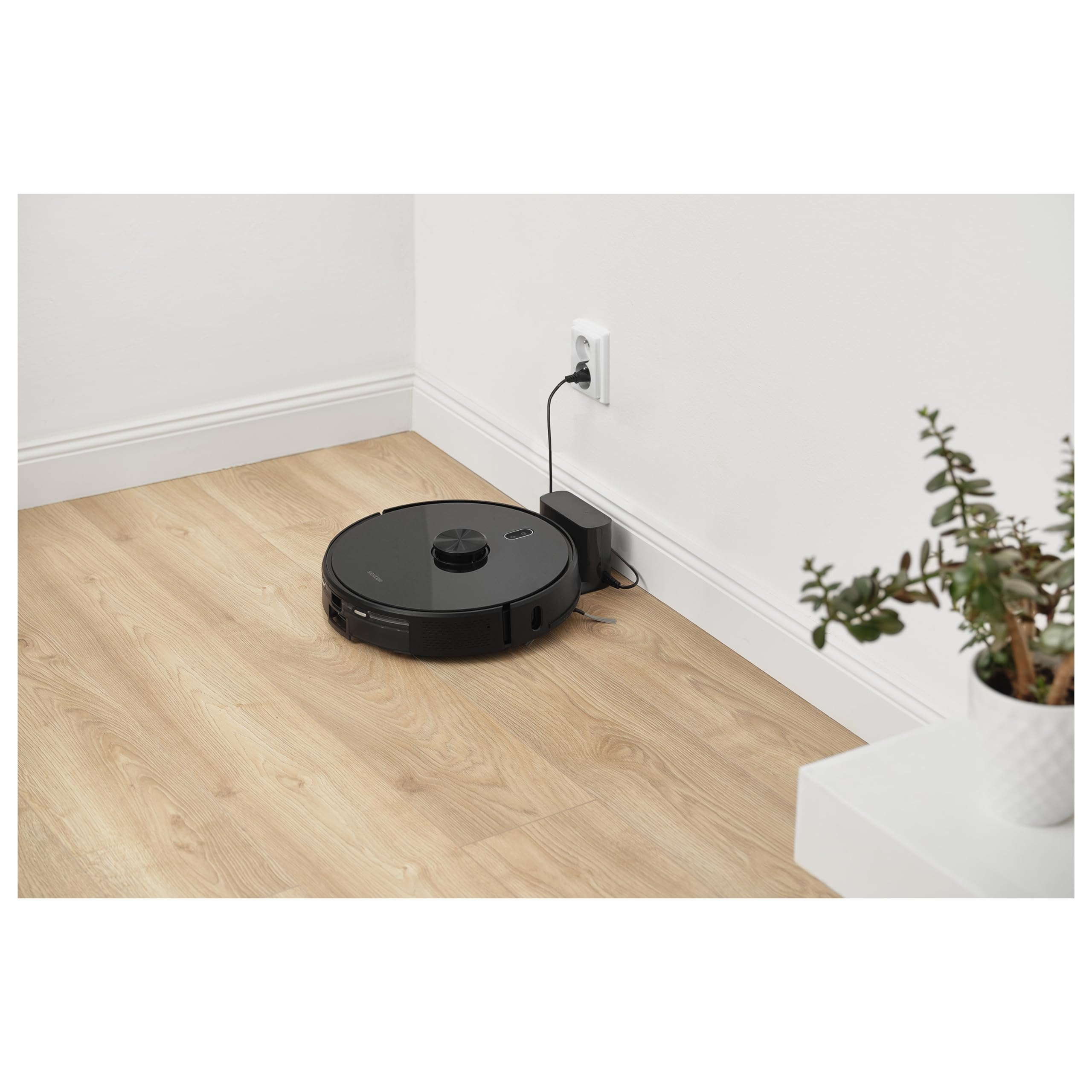Sencor Robot Aspirapolvere Lavapavimenti SRV 9120BK - Navigazione Laser LiDAR, Ultra-Potente 3000Pa, Autonomia di 140 min, Controllo tramite App, Silenzioso, Ideale per Peli Animali e Tappeti
