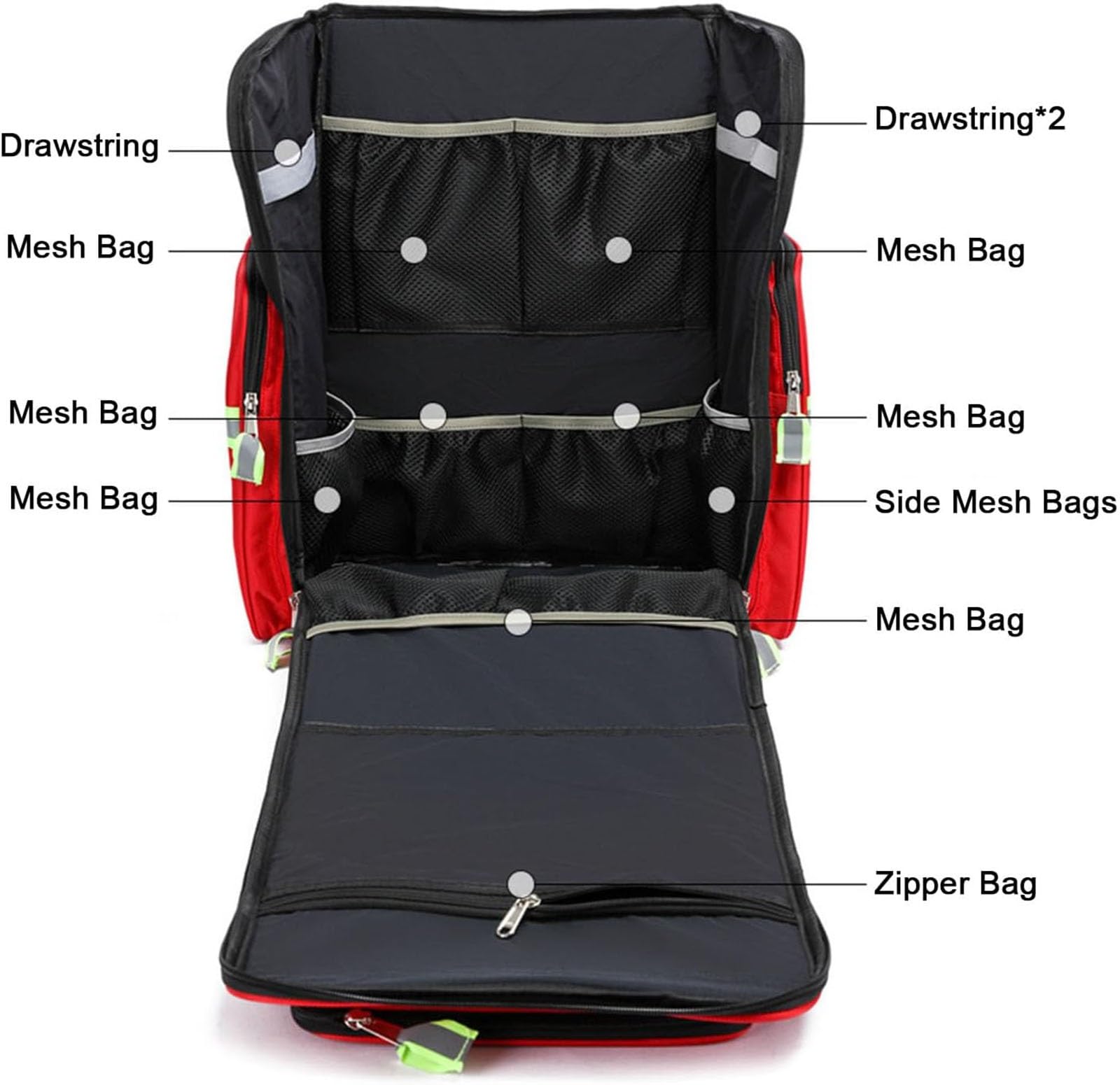 Zaino professionale di pronto soccorso vuoto, borsa medica di emergenza vuota con riflettente, borsa per traumi di primo soccorso per la sopravvivenza, per la salute a casa(Orange,55x37x25)