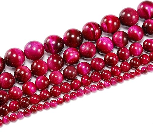 Miniatura 4 de 4, 6, 8, 10, 0.47 pulgadas, cuentas de piedras preciosas naturales de ojo de tigre rojo y rojo para manualidades, pulseras, collares, aretes, joyas,