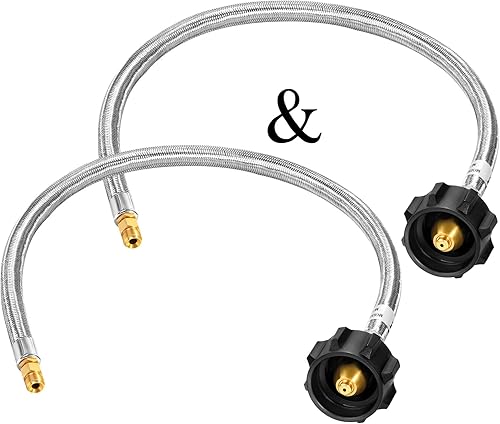 Miniatura 12 de GasSaf Manguera de cola de propano RV de 18 pulgadas, conector de manguera de gas trenzado de acero inoxidable con conexión tipo 1 x bengala macho