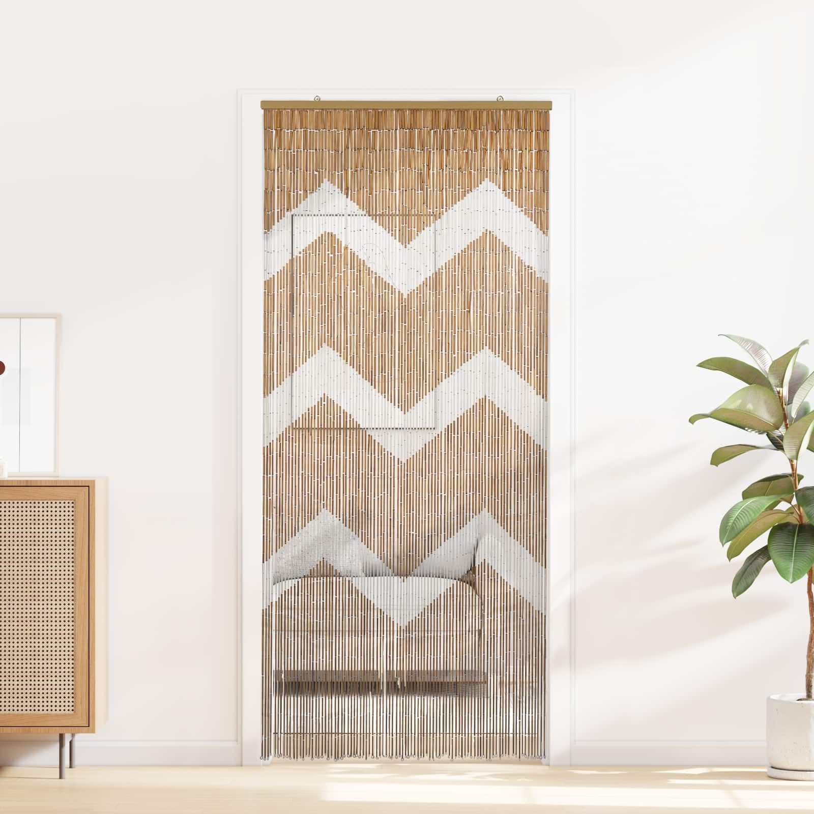 Rideau de porte en bambou anti-insectes 200x90cm multicolore moustiquaire naturelle