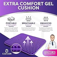 Vista 4 de Cojín de asiento de gel para sentarse prolongadamente - Cojines de asiento morados, asiento de automóvil, silla de escritorio, cojines para silla