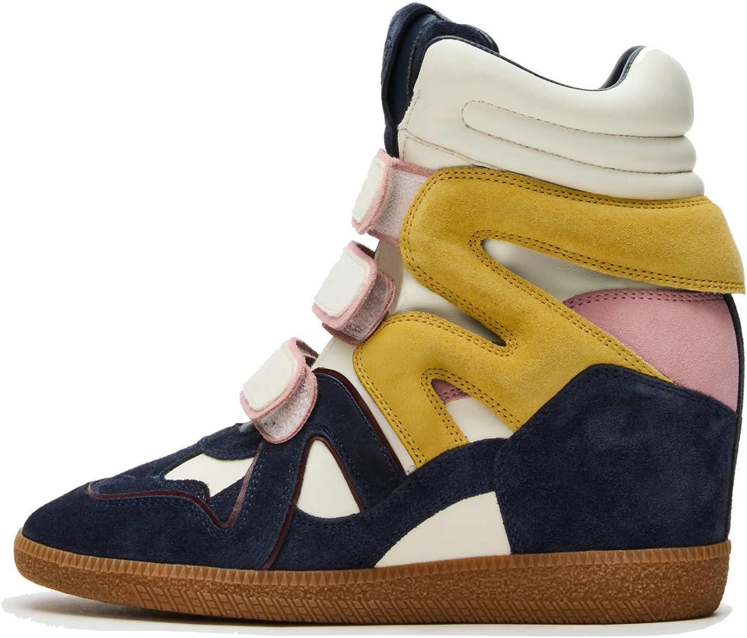 Wedge Sneakers for Women High Top Sneakers Round Toe Hidden Wedges Hook and Loop High Heel Tennis Campus Fashion Retro Sneakers Casual Walking Shoes