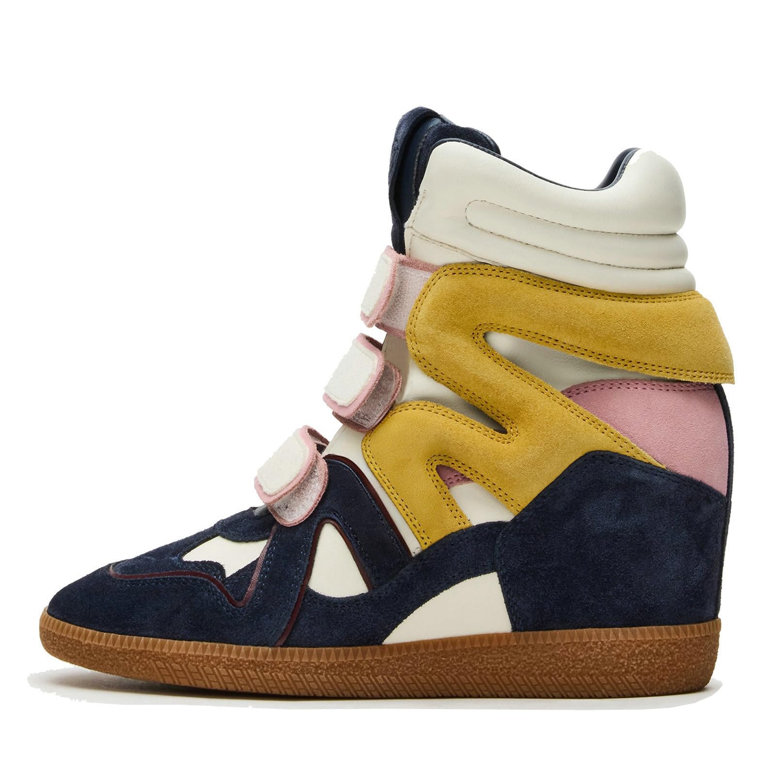 Wedge Sneakers for Women High Top Sneakers Round Toe Hidden Wedges Hook and Loop High Heel Tennis Campus Fashion Retro Sneakers Casual Walking Shoes