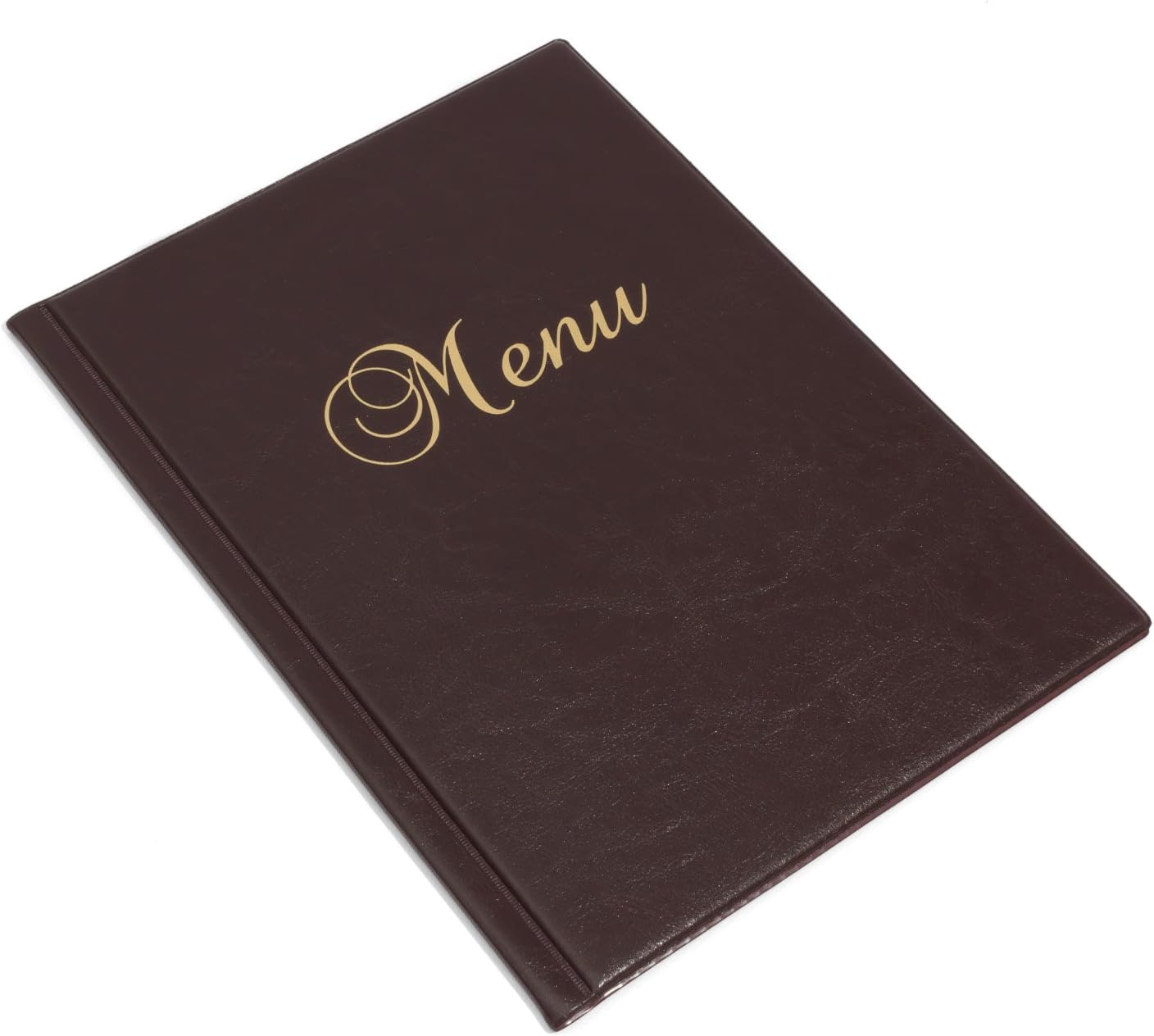 Burgundy A4 faux leather menu folder with 6 transparent sleeves