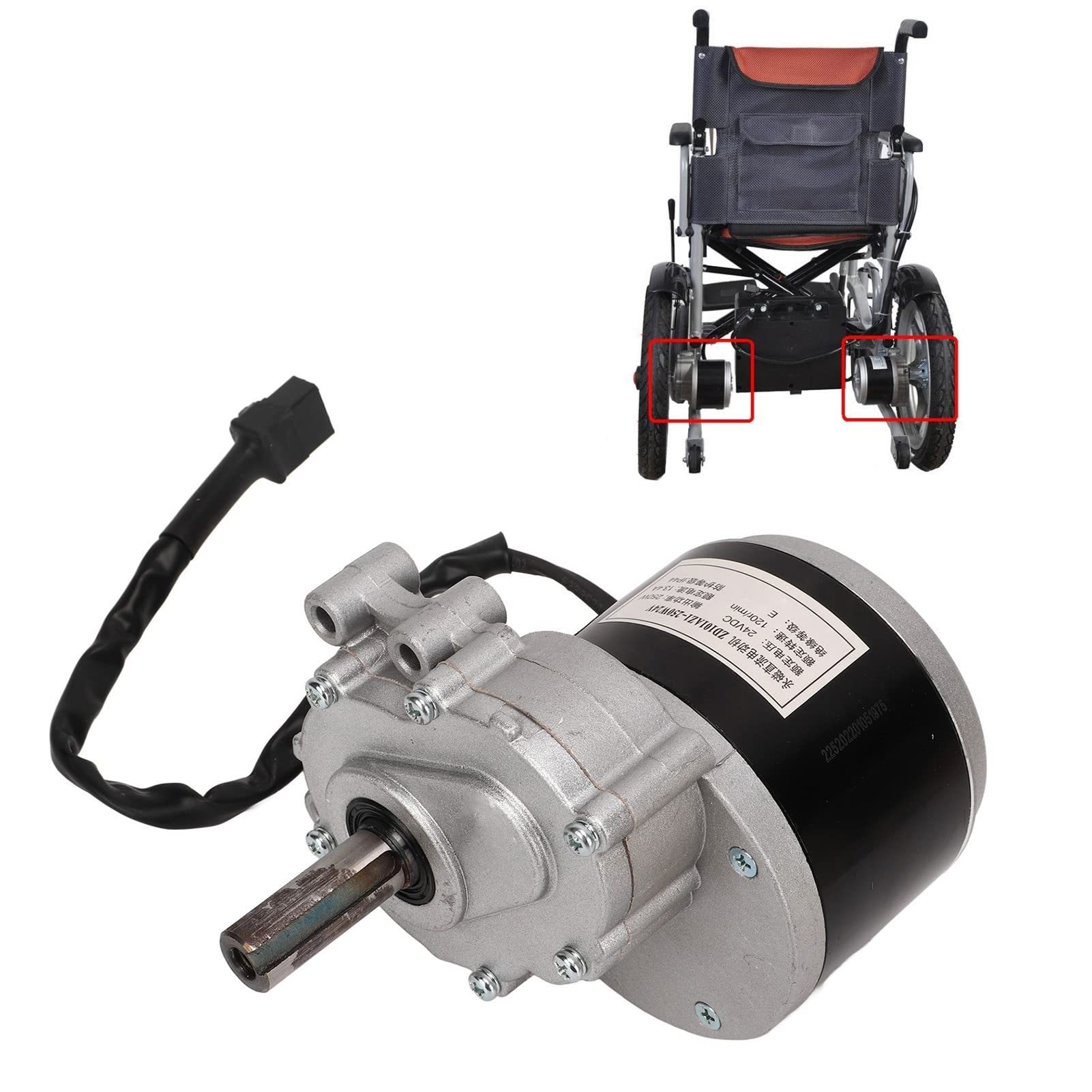 Topyond Motor de Silla de Ruedas Eléctrica Cepillado de Alto Par,120r Min, 250W, 24V CC,Motor para Silla de Ruedas,Potente Y Duradero, Diseñado Específicamente para Sillas de Ruedas Eléctricas