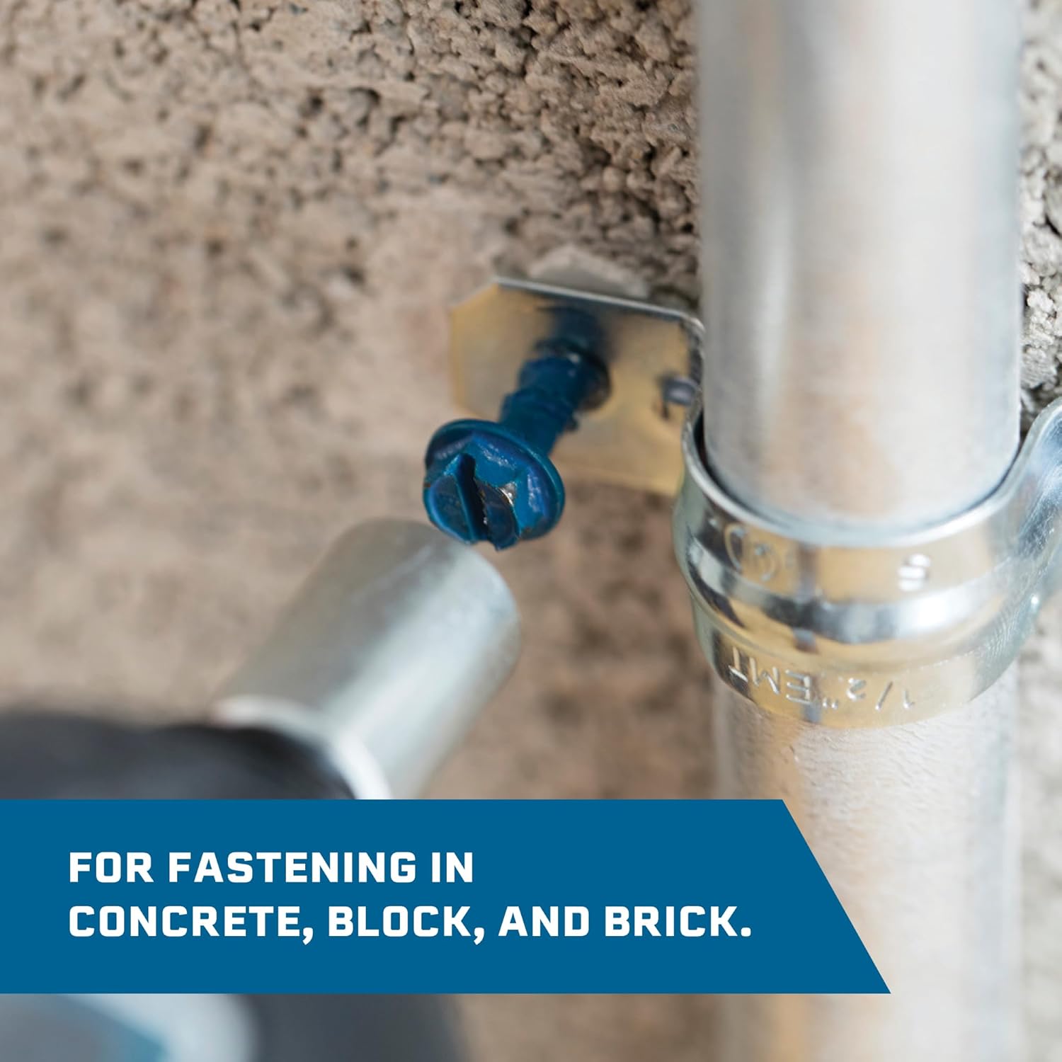 Tapcon 1/4 x 3-3/4 Inch Blue Climaseal® Hex Head Concrete Anchors, 150 PCS, Corrosion Resistant Coating, Heavy-Duty Concrete and Masonry Screws, Superior Holding Strength, Drill Bit Included