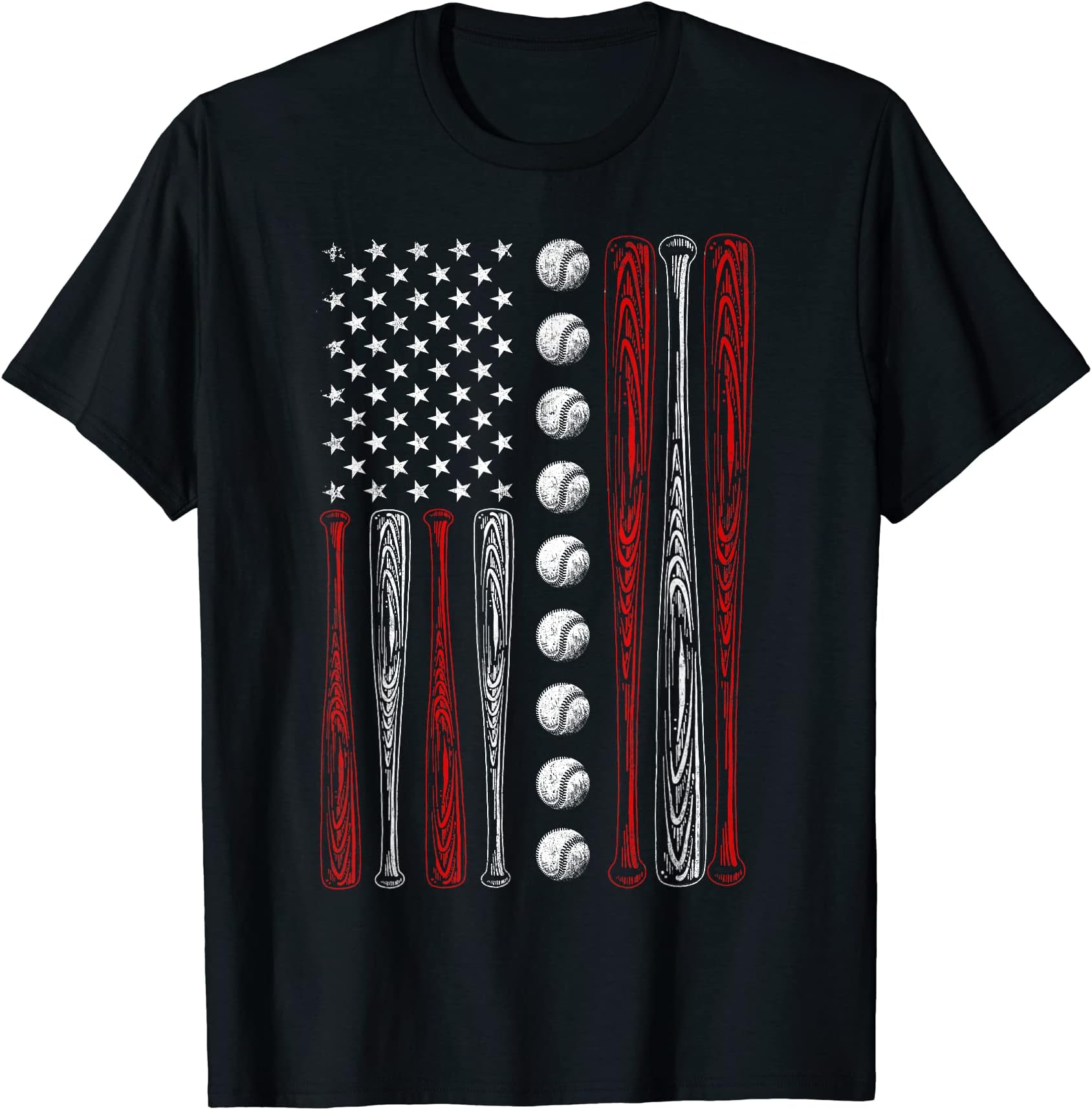 American Flag Baseball 4th Of July Gift TeesAmerican Flag Baseball Red White Blue 4th of July Boys Men T-Shirt