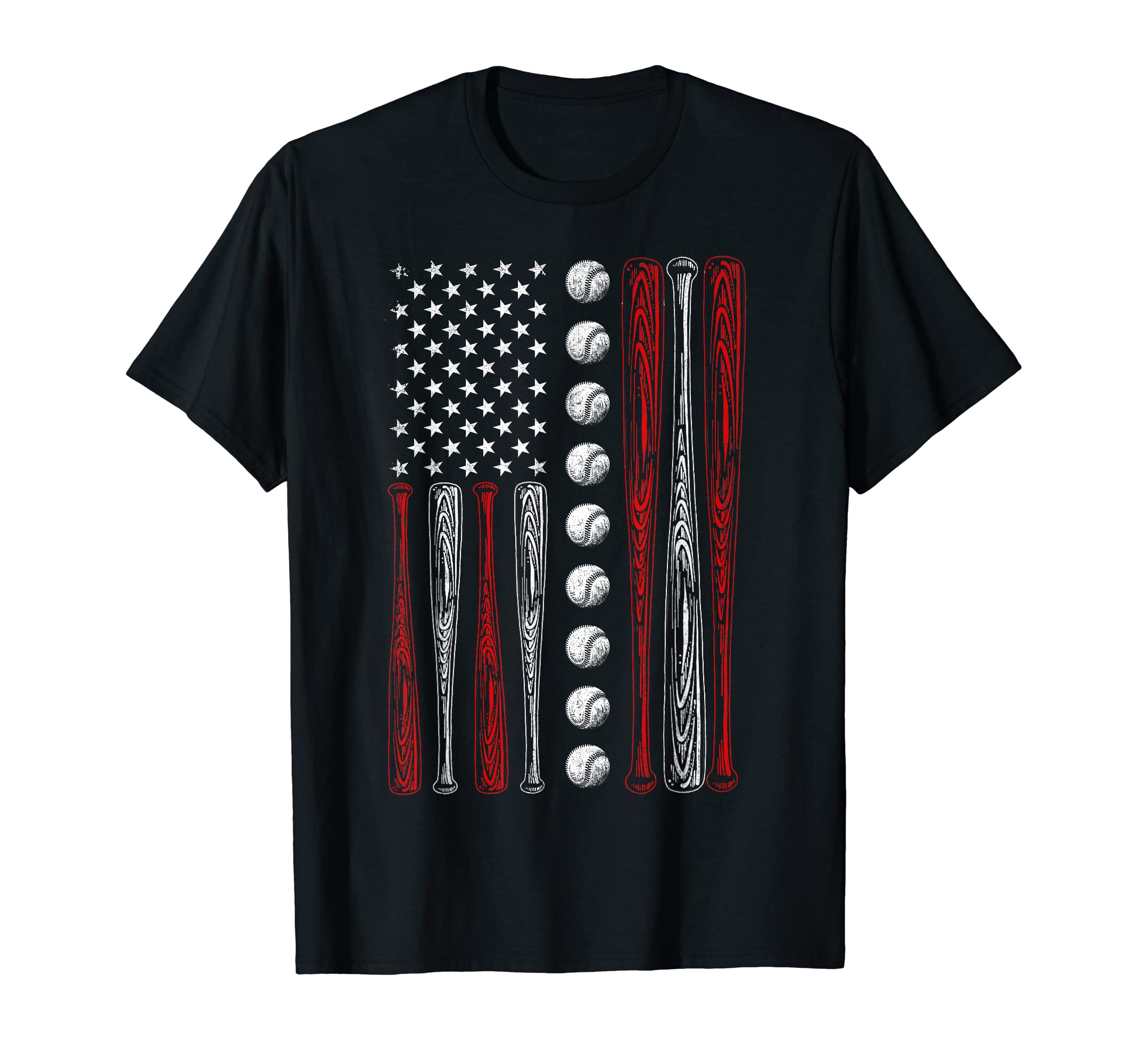 American Flag Baseball 4th Of July Gift TeesAmerican Flag Baseball Red White Blue 4th of July Boys Men T-Shirt