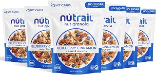 NuTrail Nut Granola, Blueberry Cinnamon, No Sugar Added, Gluten Free, Grain Free, Keto, Low Carb, Healthy Breakfast Cereal 8 oz. 6 Count