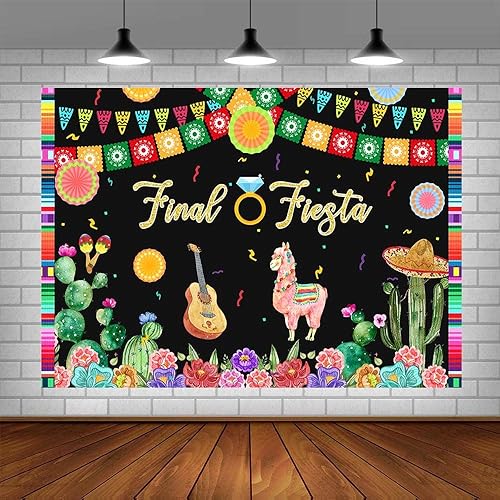 Miniatura 10 de Telón de fondo de fiesta de despedida de soltera de 8 x 6 pies para mujer, temática tropical mexicana, fanáticos de papel, cactus y vaquero,