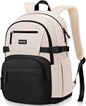 WINDARS Backpack for School Girls, Cute High School Backpacks for Teens Women Student Large Bookbag 15.6 Inch Laptop Bag with USB Charger Port for College Work Travel Trip (Beige Khaki)