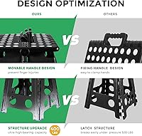 Vista 2 de Dyforce Taburete plegable de 16 pulgadas, capacidad de 400 libras, taburete plegable de plástico resistente para adultos, taburete con asa, fácil