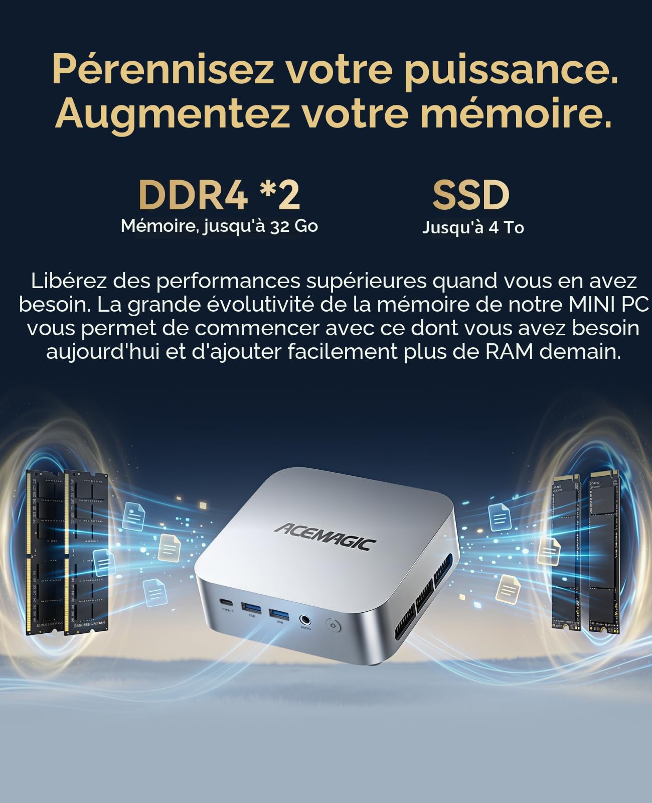 ACEMAGIC Kron Mini K1 Mini PC, AMD Ryzen Embedded R2544 (4C/8T,3.7 GHz), 8Go DDR4 256 Go SSD W-11 Pro Mini Ordinateur de Bureau, Triple écran 4K/WIFI5/BT4.2 pour Éducation/Bureau