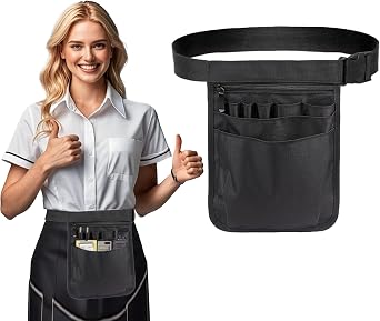Server Apron,Restaurant Waitress Accessories Bag Utility Waist Pack for Restaurants, Gardening, Nursing