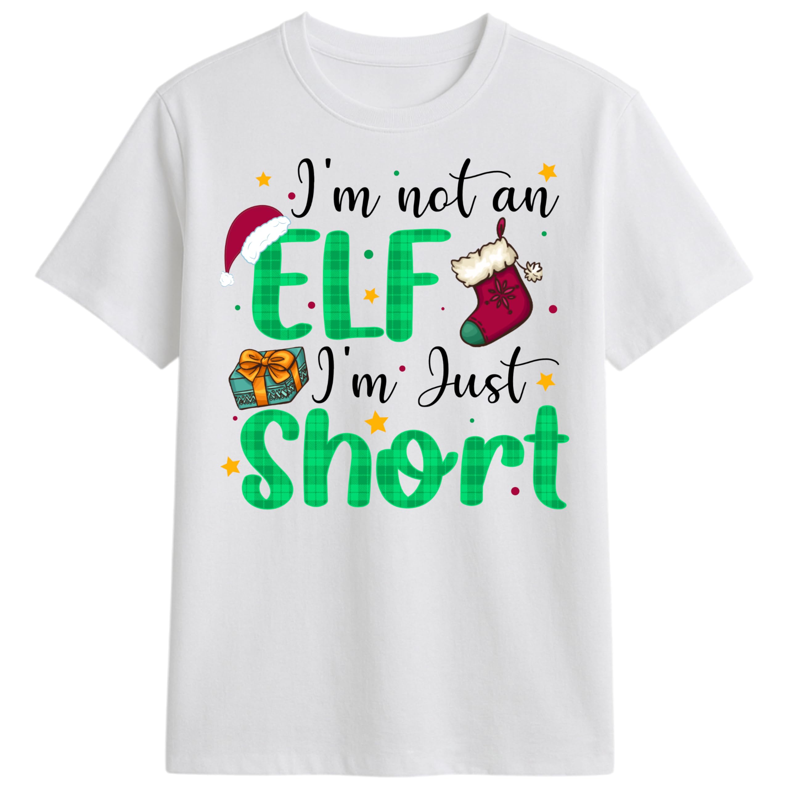 Pb Tech Unisex White Funny Christmas T-Shirt I'm Not An Elf I'm Just Short, Merry Christmas T-Shirt For Women And Men Elf Xmas Gift (Uk, Alpha, L, Regular, Regular, )