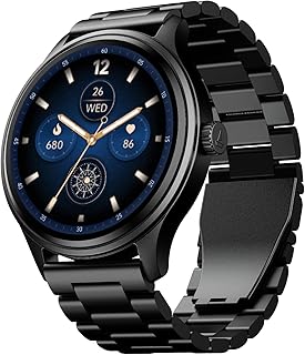 Boat Lunar Discovery Neo, 1.39" (3.5 cm) Round HD Display, Premium Metallic Finish, Animated Watchfaces, 100+ Sports Mode, Bluetooth Calling, Smart Watch for Men & Women (Steel Black)