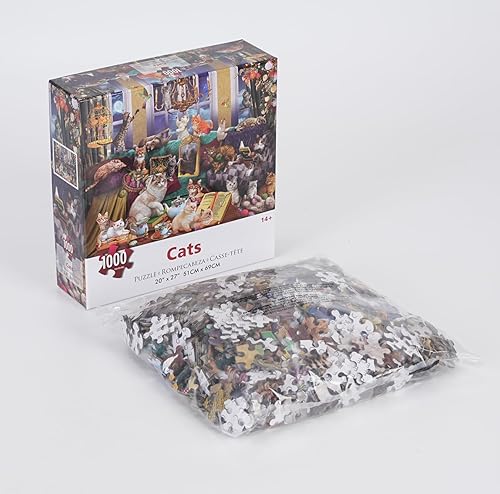 Miniatura 9 de Rompecabezas de 1000 piezas para adultos, rompecabezas de gatos, animales para adultos, 27 x 20 pulgadas, único, difícil y desafiante, rompecabezas
