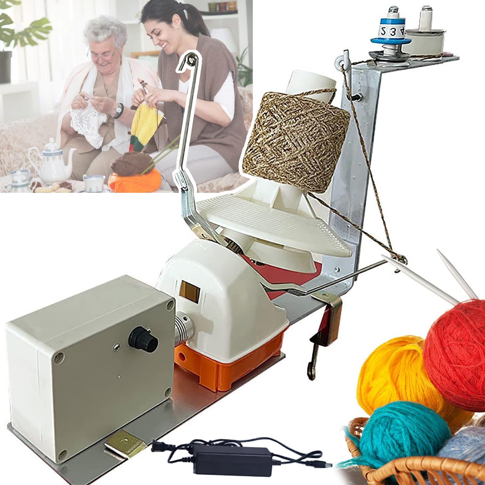 Bobinadora De Hilo Motorizada, Juego De Hilos De Tambor De Tejer Motorizado, Velocidad Ajustable, Capacidad Máxima 500 G, para Hilos Metálicos, Hilos De Lana, Nylon, Fácil De Insta