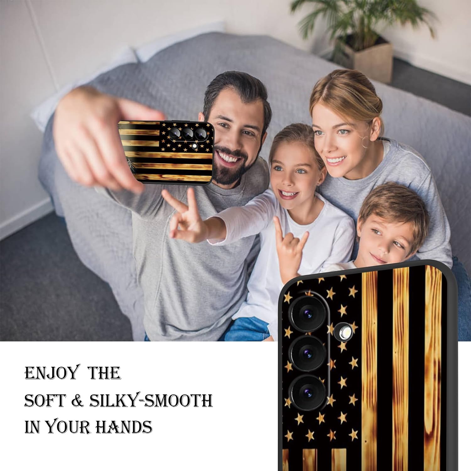 Phone Case Compatiable for Samsung Galaxy A17 5G,Slim Shockproof Protective Cover for Man Women Girl Boy Children,Wood Grain American Flag Flying Eagle image 5