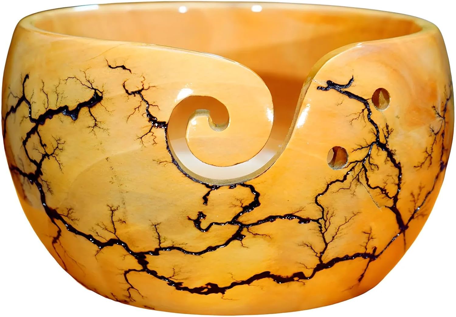 Wooden Yarn Bowl for Knitting and Crocheting | Handmade Yarn Bowl | Large Yarn Bowl Yellow Wood Yarn Bowl Best Gift for Mom