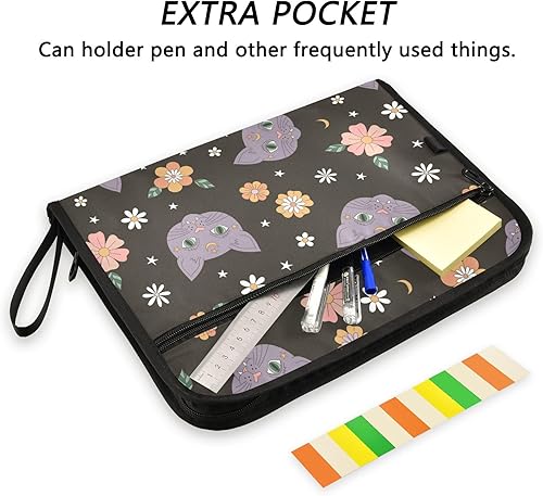 Miniatura 2 de Mystic Halloween Black Cat File Folders 13 Pockets A4 Letter Size Folders with Pockets with Zipper Closure Organizer with Pocket for Acordian File