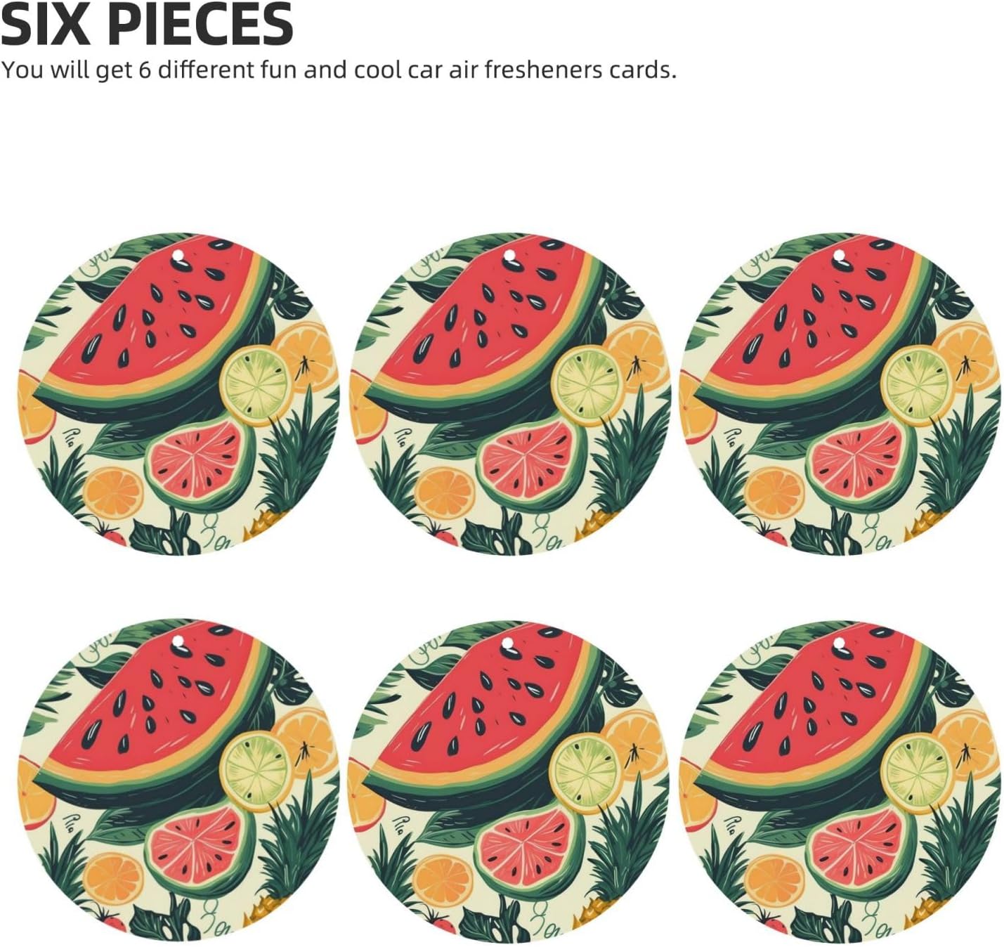 6 Pcs Car Air Fresheners Personalized Tropical Fruit Aromatherapy Tablets Hanging Fragrance Scented Cards Funny Incense Chips For Rearview Mirror Accessories image 2
