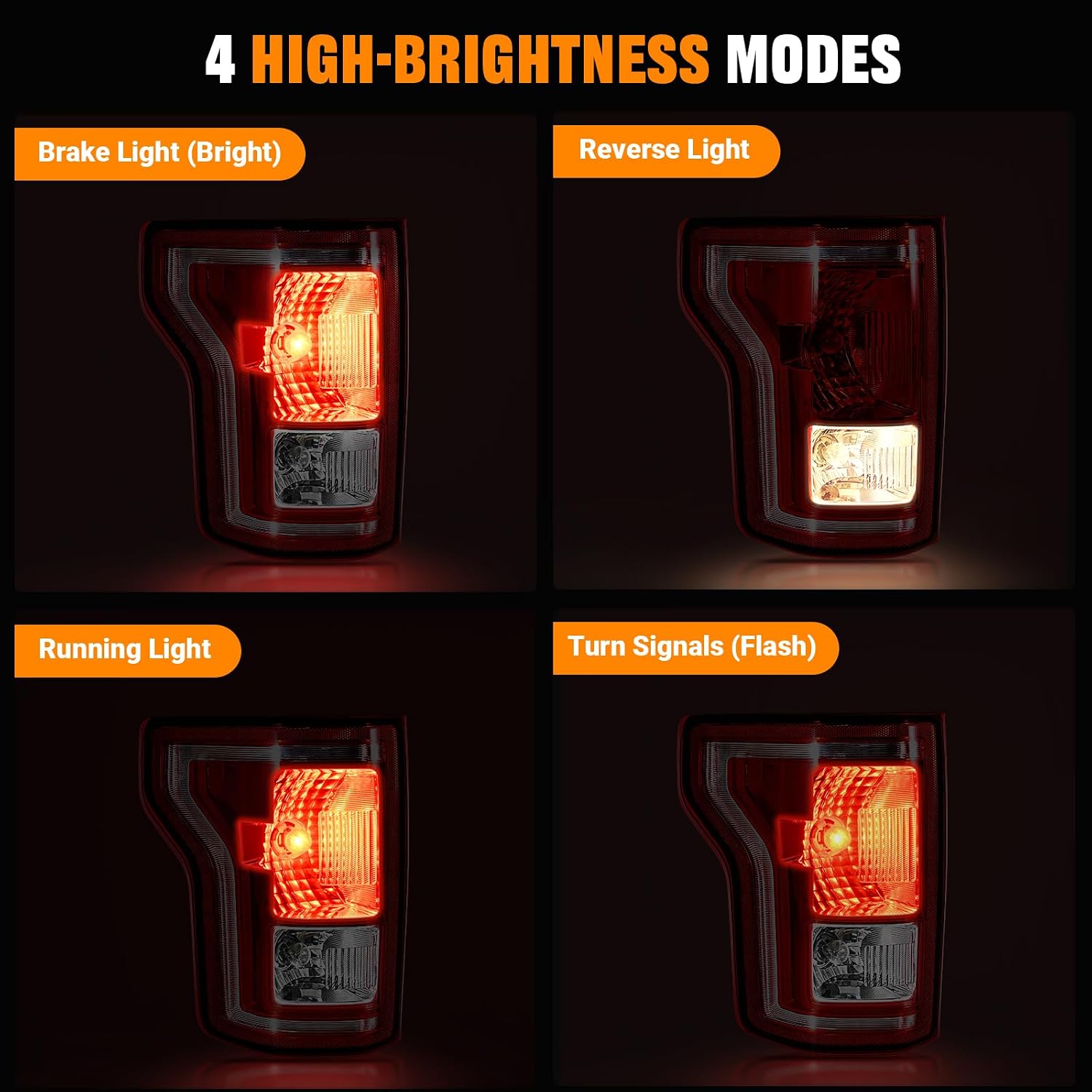 Tail Light Assemblies Compatible with 2015 2016 2017 Ford F-150, Left & Right Side Rear Taillights Brake Signal Lights with Bulbs, Replace FL3Z13405A FL3Z13404A