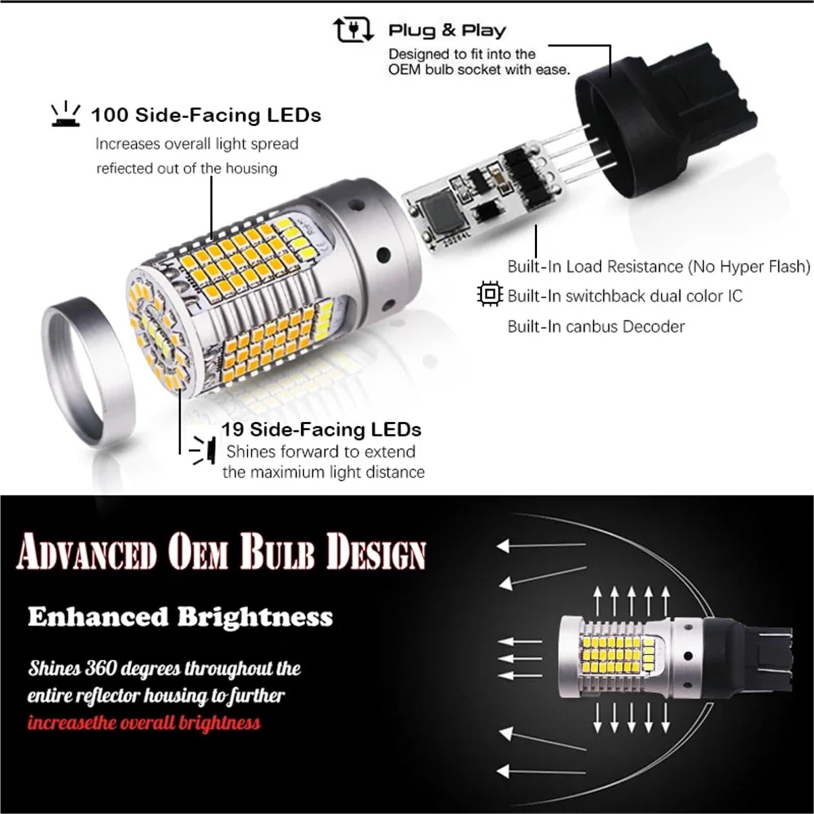 Auto Indicatori Direzione Per Ford Per Mustang 2015 2016 2017 7443 W21/5W LED Indicatori Di Direzione/Lampadine DRL E T10 W5W LED Luci Di Parcheggio 12V Laterale Indicatore