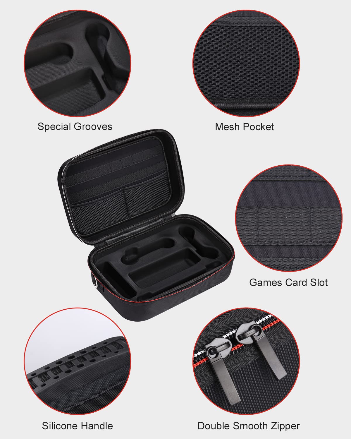 SOBEAU Etui pour Nintendo Switch & Switch OLED, Pochette Housse Switch, Sacoche Switch Rigide de Rangement pour Console Switch, Dock, Joy-Cons, 18 Cartouche de Jeux avec Accessoires