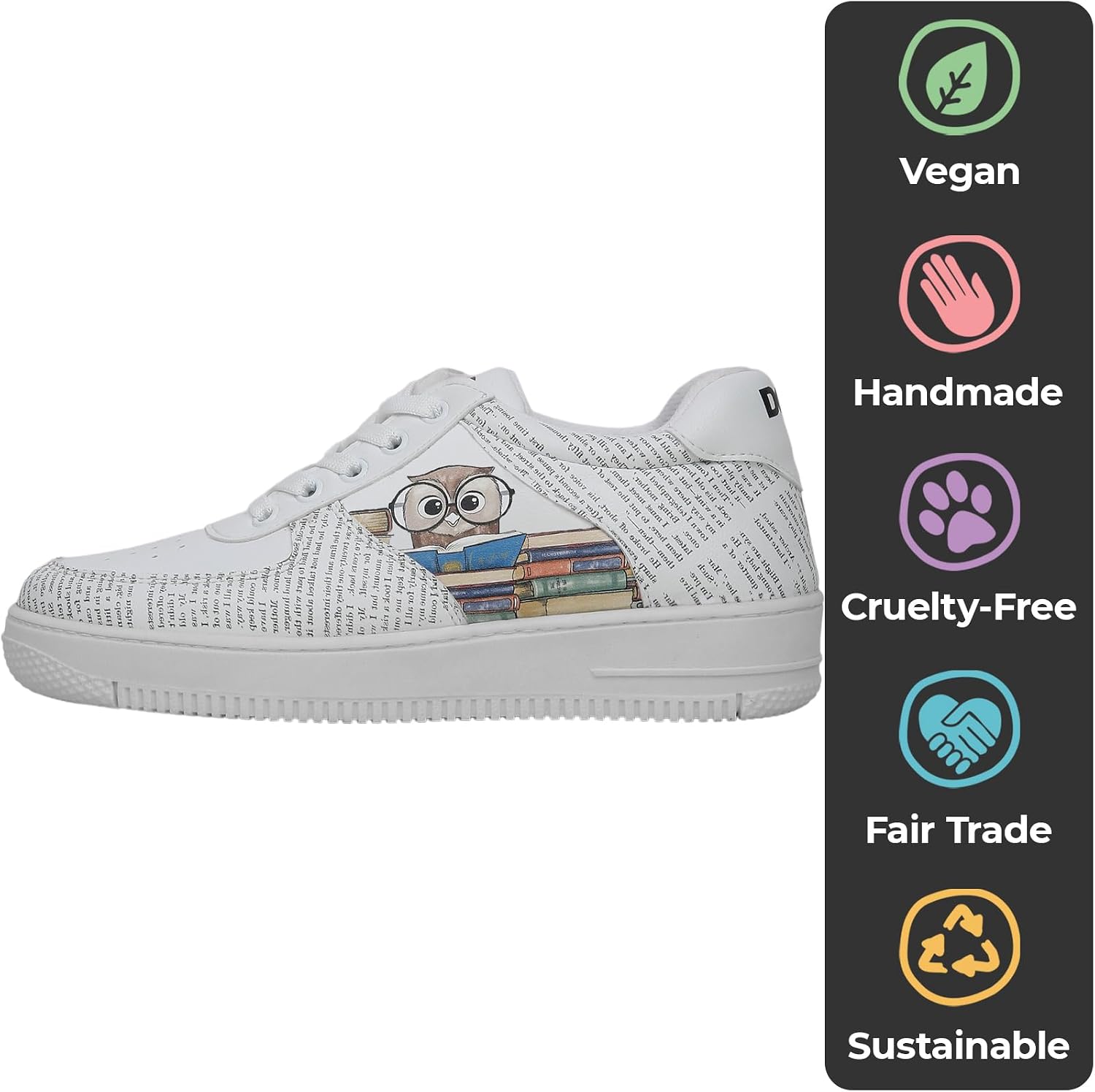 White Sneakers for Women - Handmade Women's Fashion Sneakers, Vegan Leather and Unique Design Dice Sneakers