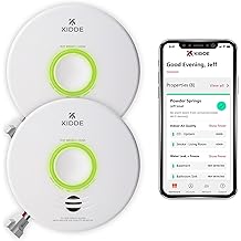 Kidde Smart Smoke Detector &amp; Indoor Air, Quality Monitor, WiFi, Alexa Compatible Device, Hardwired w/Battery Backup, Voice &amp; App Alerts, 2 Pack