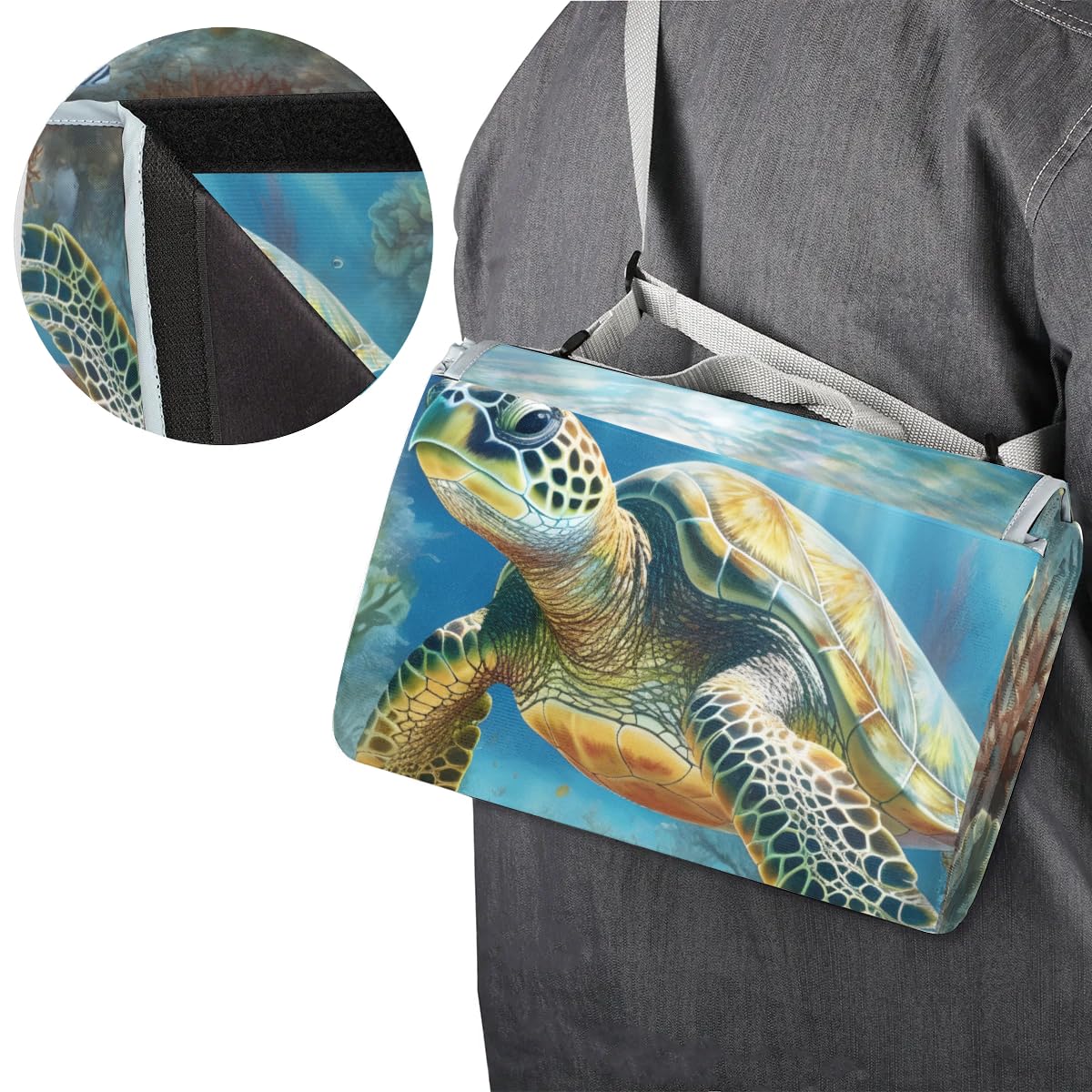 Manta de picnic de 150 x 145 cm, manta de playa plegable para exteriores, manta impermeable para playa, camping, senderismo, picnic