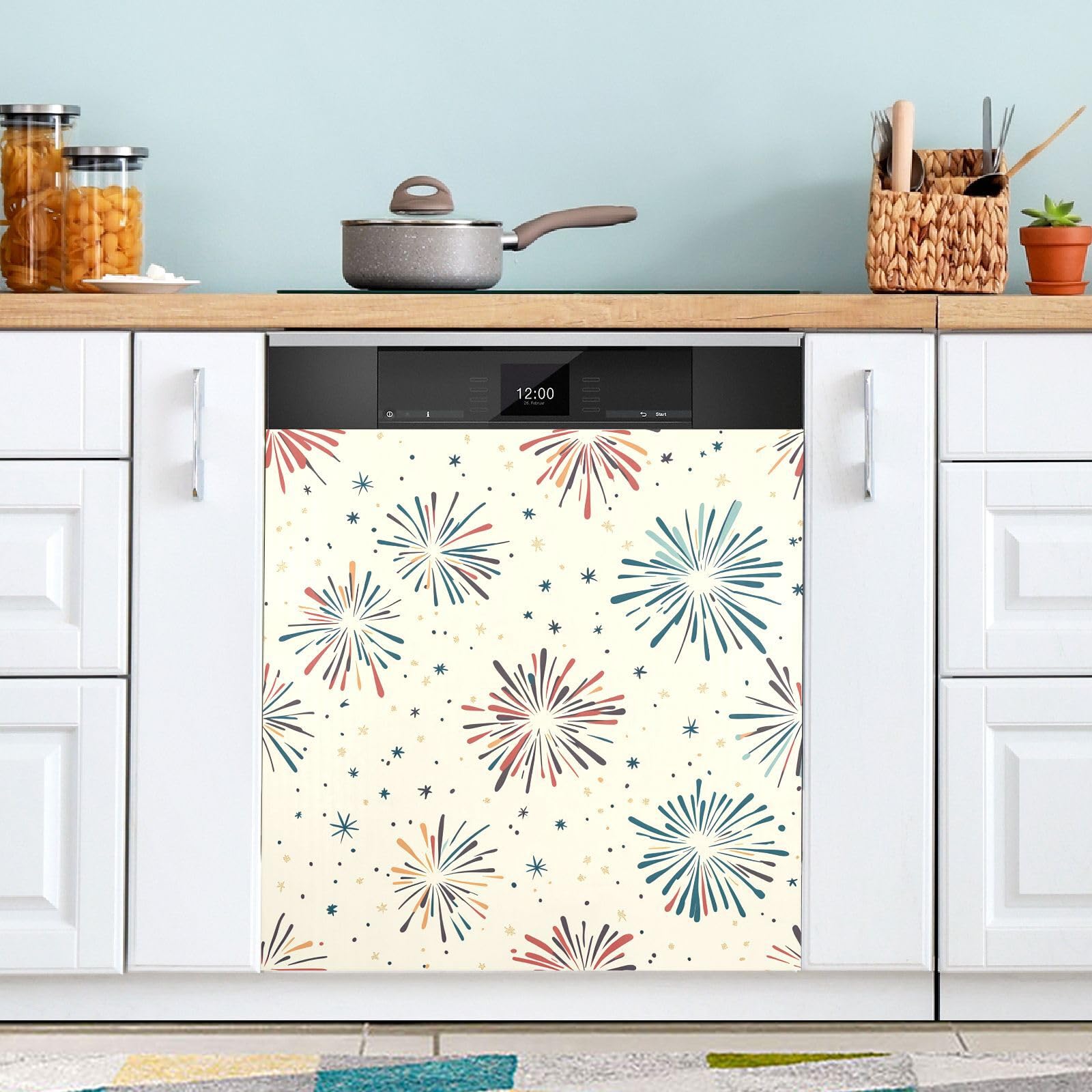 Imán para lavavajillas de fuegos artificiales, panel magnético decorativo de cocina 58x66 cm