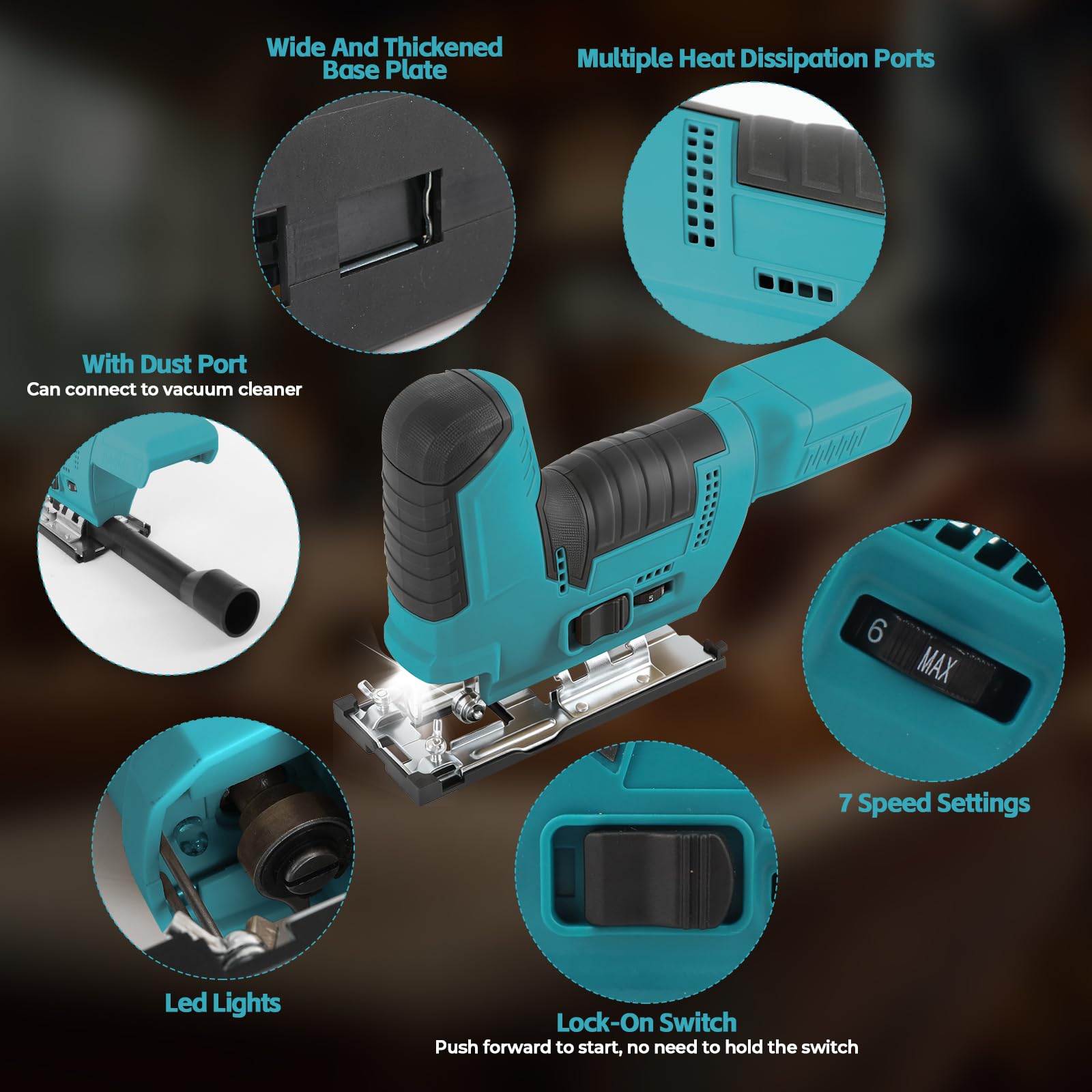 Seghetto alternativo senza fili per batteria MK 18 V, utensile da taglio senza spazzole, 2800 giri/min, tagli smussati a 45° con lame per seghetto alternativo per taglio dritto/curvo/circolare (blu