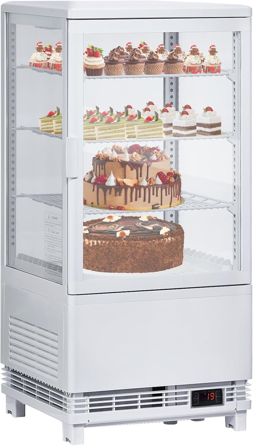 Takywep Commercial Display Refrigerator, 2.7 Cu. Ft./78L Pastry Display Case with Led, 3 Tier Countertop Cake Refrigerator Air-Cooling, Frost-Free, Rear Sliding Door for Cafes Cakes, Stores and Baked