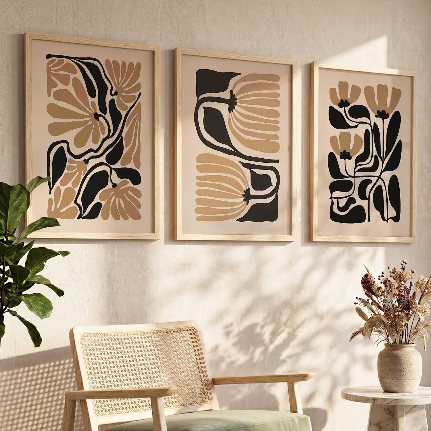 Bohemian Wall Art Set - Floral Prints with Frame -13 Bohemian Wall Art Set - Floral Prints with Frame -13