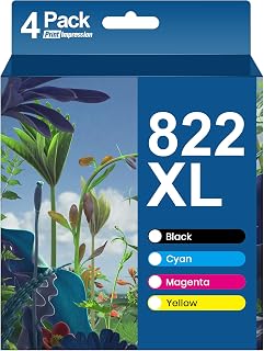 822XL Ink Cartridges Remanufactured Ink for Epson 822XL Ink Cartridges Combo Pack 822 T822 T822XL Printer Ink Work for Epson Workforce pro WF-3820 WF-4830 WF-4820 WF-4833 WF-4834 Printer (4PK: BKCMY)