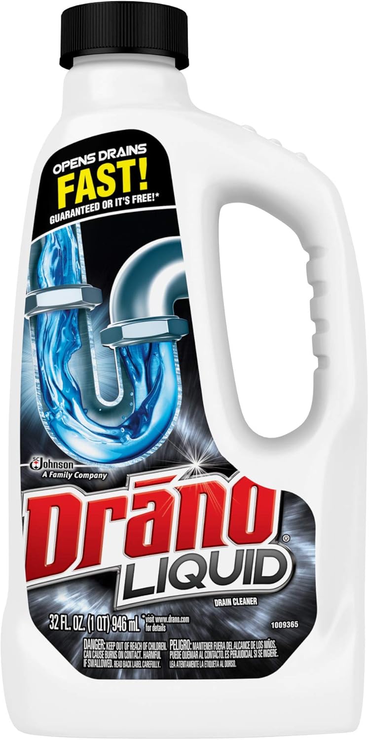 Drano Liquid Drain Clog Remover and Cleaner for Shower or Sink Drains, Unclogs and Removes Hair, Soap Scum, Blockages, 32 oz : Health & Household