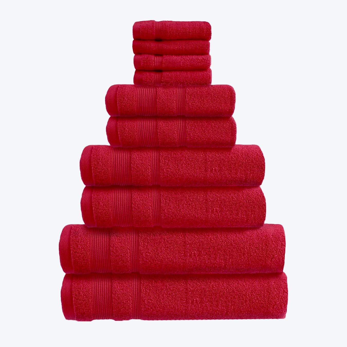 Allure Bath Fashions Zero Twist Towel Set of 10 Luxury Egyptian Cotton Towels, Supersoft, Machine Washable 500gsm - Fully Guaranteed​ (Cranberry)